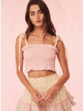 Corbin Cotton Mixed Print Top by Love Shack Fancy